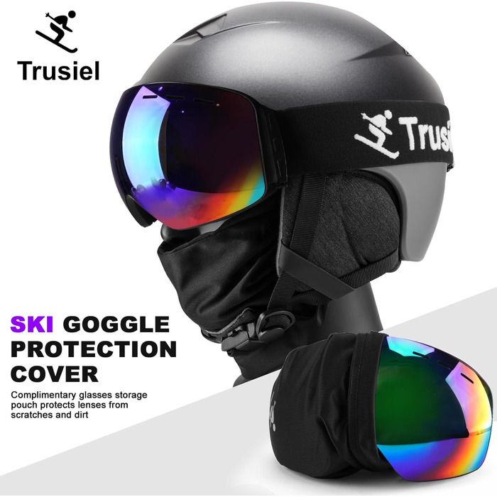 Лижна маска Trusiel для жінок і чоловіків, антифог, OTG, для окулярів, UV 400, для шолома, кольорова лінза (VLT 19%)