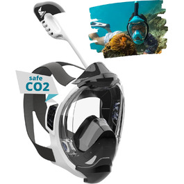 Khroom маска для снорклінгу для дорослих і дітей Seaview Y, CO2-безпечна, повнолицева маска для плавання, альтернатива комплекту для снорклінгу, розмір XS (діти 90-130 см), біла