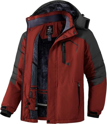 Чоловіча гірськолижна куртка Wantdo - тепла зимова флісова куртка, водонепроникна, дихаюча, з капюшоном, вітрозахисна. Розмір L.