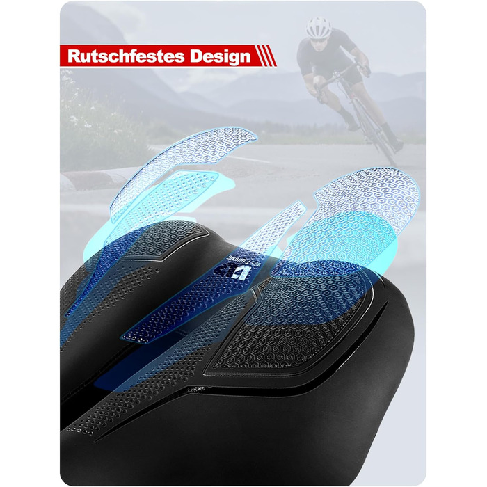 PRMHOOT Велосипедне сідло для чоловіків та жінок з Memory Foam, зручне, м'яке, ергономічне, дихаюче, амортизуюче. Підходить для електровелосипедів, MTB, шосе, міських велосипедів (Чорний)