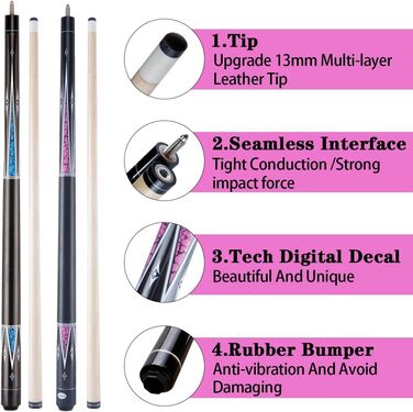 Більярдний кий для початківців 121,9 см, канадський клен, набір для вузьких приміщень, розмір Junior