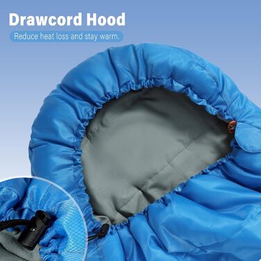 Спальний мішок REDCAMP для дітей, 175x65 см, блакитний/рожевий, 3-сезонний, для кемпінгу та відпочинку на природі