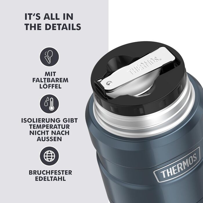 Термос STAINLESS KING із нержавіючої сталі, 0.47 л, колір Ice Grey Polished, для гарячих та холодних напоїв
