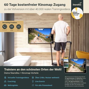 Бігова доріжка Skandika Walking Pad Nordik для дому, 6/12 км/год, з нахилом, LED-дисплеєм, пультом, для офісу та фітнесу