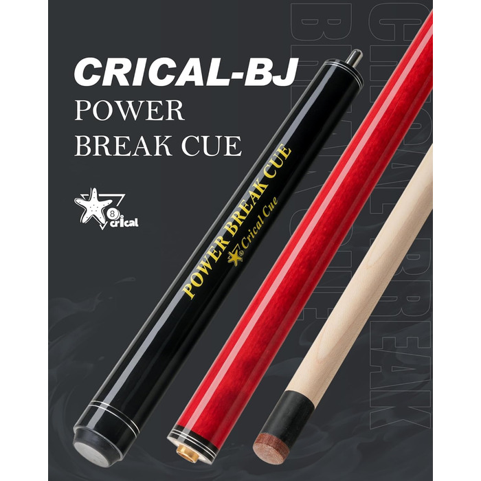 Професійна більярдна/пулова кий Crival Heavy Hitter Jump-Break-Queue, 3-частини, 137.2 см, з кленова дерева, з наконечником 13.2 мм