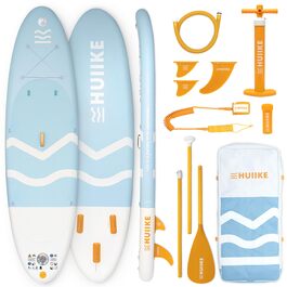 Надувний SUP-борд HUIIKE Stand Up Paddling Board з аксесуарами: весло, фіни, насос. Висока стабільність, міцність, 305x84x15 см, до 130 кг (Enjoyer Blue - Essential)