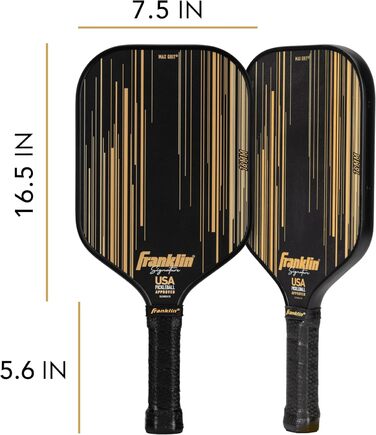 Професійна ракетка для піклболу Franklin Sports Signature Series з MaxGrit-покриттям, турнірна, затверджена USAPA, поліпропіленовий осердя 13 мм + 16 мм