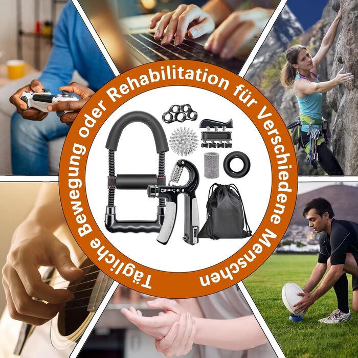 Тренування кисті рук Homkuo: набір для зміцнення м'язів, кисті та зап'ястя з масажним м'ячем. Ідеально для альпінізму, зняття стресу та реабілітації.