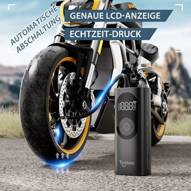 Електричний насос для велосипедів, авто і мотоциклів 6000mAh, 150PSI, з LED підсвіткою та цифровим манометром