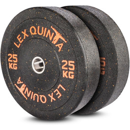Lex Quinta Blaster Plate – гумові бамперні диски 50 мм, 5–25 кг, помаранчеві вкраплення, шумопоглинаючі, гранульований каучук