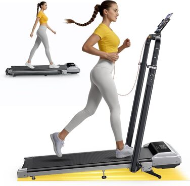 Бігова доріжка для дому Laufband 12 км/год, кут нахилу 12%, складна, з пультом та додатком, срібляста