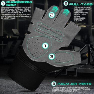 Фитнес-рукавички Westwood Fox для тренувань: неслизькі, амортизуючі, для важкої атлетики, з підкладкою, дихаючі, без пальців, з підтримкою M