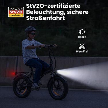 Електровелосипед складаний Touroll S1 20x4.0 дюйма, 48В 15.6Аг, фетбайк для бездоріжжя, пляжу та снігу, 100 км запас ходу, 60Нм мотор, 7-ступеневий, для чоловіків
