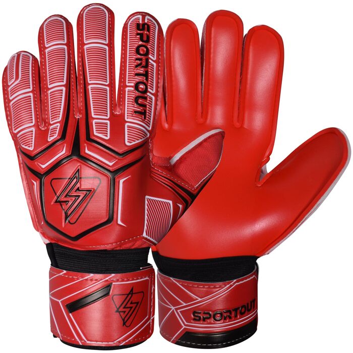 Воротарські рукавиці Sportout Fingersave дитячі та дорослі, футбольні рукавиці з захистом пальців (Червоні, Розмір 6)