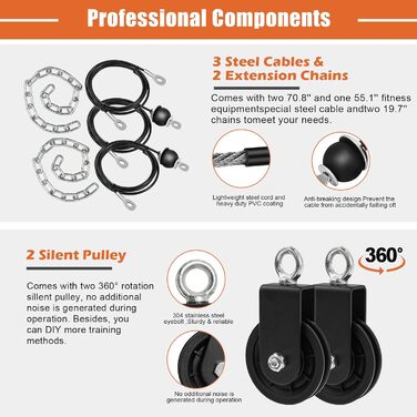 Система тросового навантаження SERTT для тренажерного залу: для біцепса, трицепса, плечей, спини та тренування передпліч. Підходить для тренажерів для присідань, гаражів.