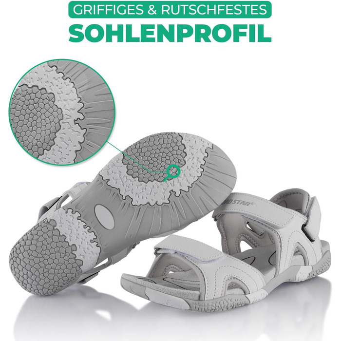 Трекінгові сандалі Fusskleidung® унісекс, біло-сірі, 45 EU, з міцною підошвою для походів та літа