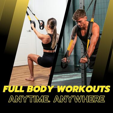 Петлі для тренувань Resistance Trainer Pro Xtreme Straps Army з регульованим дверним анкером, жовті, для фітнесу вдома, подорожей, тренувань у приміщенні та на вулиці
