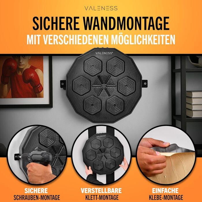 Музична бокс-машина VALENESS® - Smart Box Machine з LED, бокс-автомат для дому, з боксерськими рукавичками. Ідеальне боксерське тренування для дітей та дорослих.