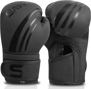 Боксерські рукавички для дітей Sawans: тренування, MMA, кікбоксинг, муай-тай, 6 унцій, чорний колір