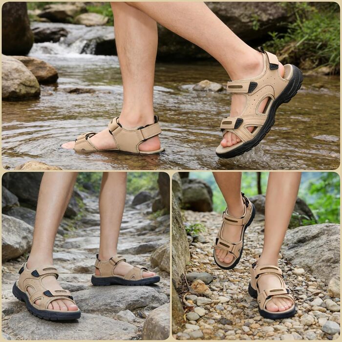 Чоловічі сандалі ARRIGO BELLO для трекінгу та пляжу, на липучці, колір світло-коричневий, розмір 46 EU