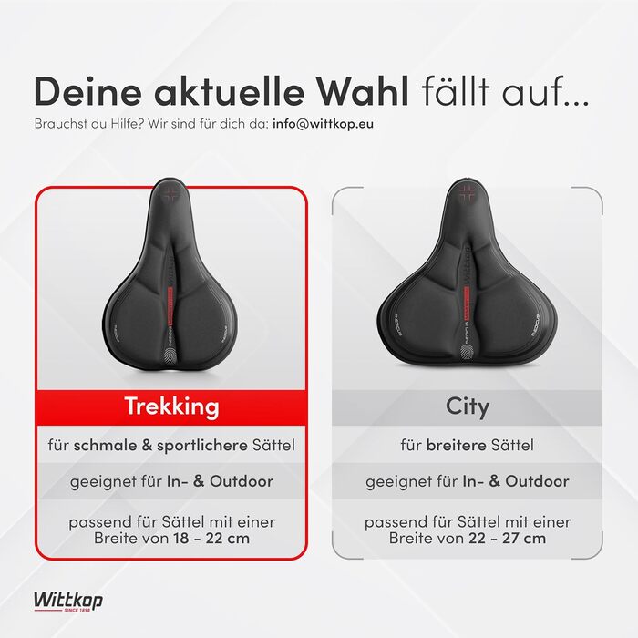 Фahrradsitzkissen від WITTKOP: Гелевий та М'який Велосипедний Сидіння для Дам та Чоловіків. Ергономічний Покриття для Велосипедного Сидіння з 3-Зонною Конструкцією. Підходить для Peloton та TREKKING