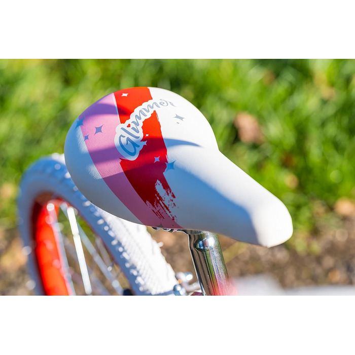 Дитячий велосипед Huffy Glimmer 18 дюймів червоний для дівчаток 6-8 років, легка швидка збірка, зі стабілізаторами
