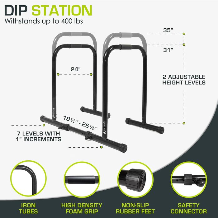 Стійка для віджимань ProsourceFit Dip Stand, міцна універсальна станція з безпековим з'єднувачем для трицепсів, підтягувань, віджимань та L-сітів, чорна