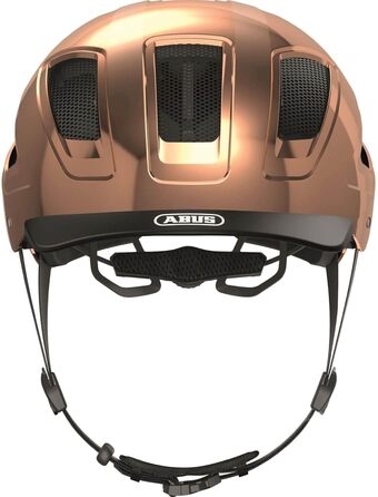 Велосипедний шолом ABUS Hyban 2.0 з LED-ліхтарем, ABS-оболонка, для дорослих, бронзовий (chrome rosé), розмір M (52-58 см)