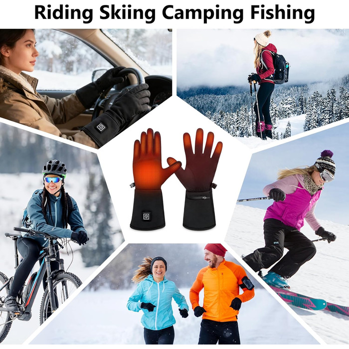 Гріючі рукавички ComfortPlus 2.0 - чорні, з акумулятором 7.4V 2200mAh, сенсорний екран, M-L