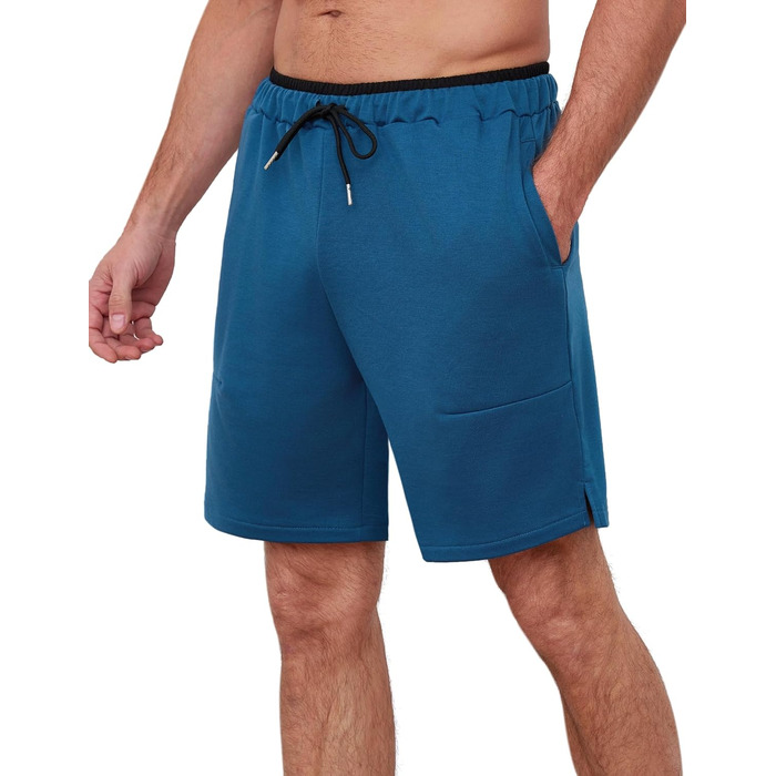 Чоловічі спортивні шорти Soer Activewear з кишенями на блискавці, легкі бавовняні шорти для бігу та відпочинку, кобальтовий синій, розмір S
