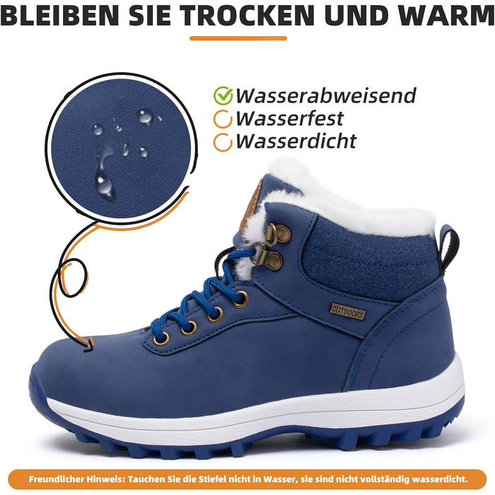 Черевики зимові Mishansha для хлопчиків, водонепроникні, Outdoor, трекінг, піші прогулянки, коричневі, 28 EU, блакитні