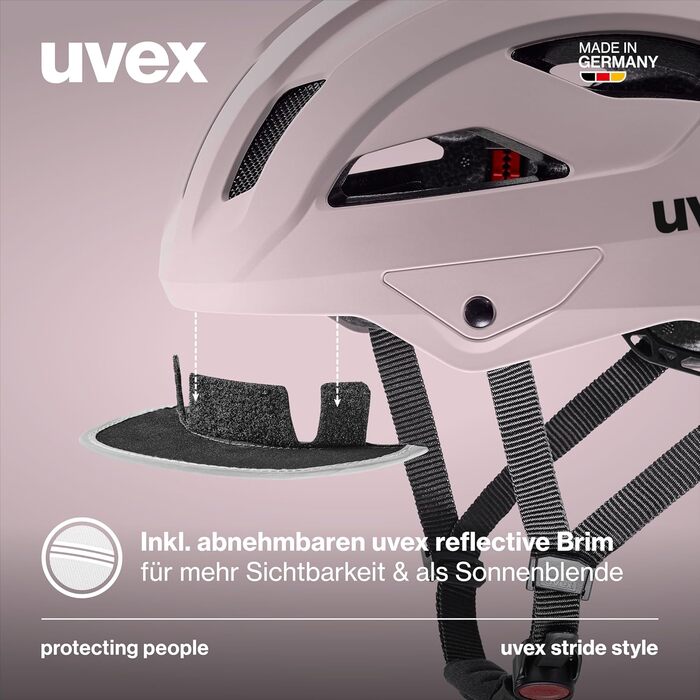 Велосипедний шолом uvex Stride Style універсальний, міцний, з індивідуальним регулюванням розміру, безпечний та багатофункціональний
