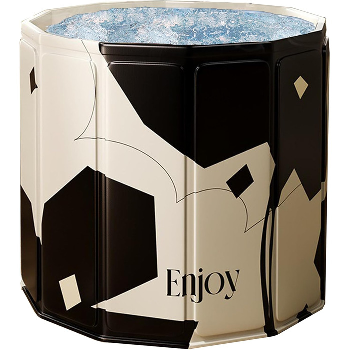 Складана портативна ванна для дорослих STARBRIIANT (80x66 см) — крижана ванна для відновлення м'язів, SPA та спорту, чорно-біла, розмір L