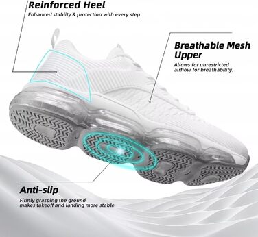 Чоловічі кросівки для бігу та спорту, неслизькі, стильні, розмір 45 EU, білий колір