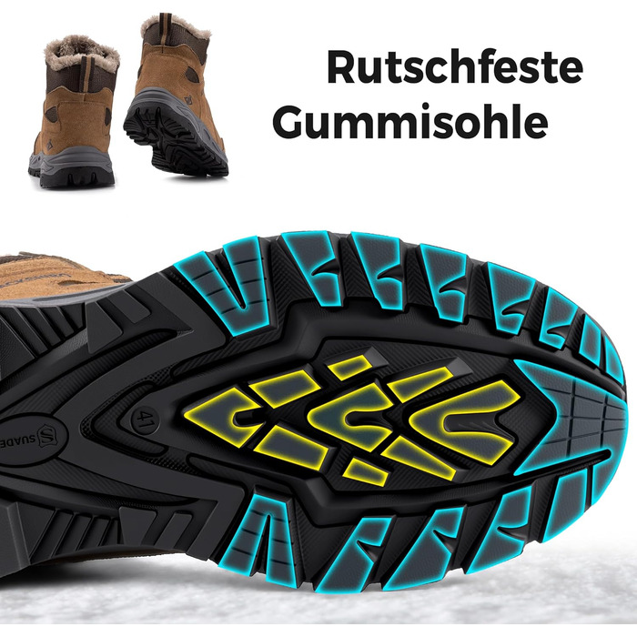 Зимові черевики JackShibo для чоловіків та жінок. Теплі, водонепроникні, з антиковзким покриттям. Зимові чоботи для активного відпочинку на природі. Розмір EU 43, колір коричневий.