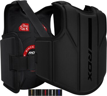 RDX Захист для тіла з Maya Hide шкіри, універсальний боксерський та кікбоксерський захист живота для тренувань MMA, Муай Тай, регульований жилет для спорту та фітнесу, чорний, розмір L-XL