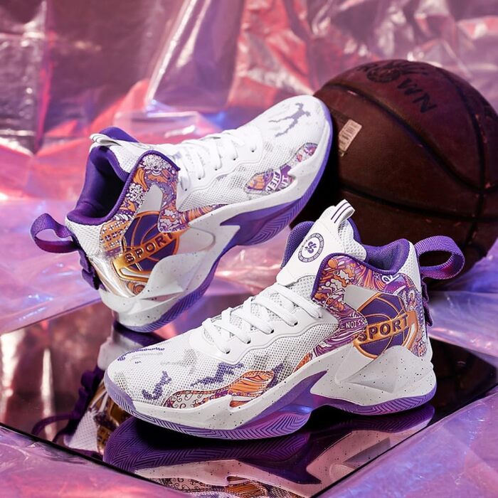 Баскетбольні кросівки для чоловіків та жінок. Легкі спортивні кросівки для ходьби, повсякденні снікерси. Зносостійкі, з антиковзким покриттям, розміри 36-45 EU, колір фіолетовий