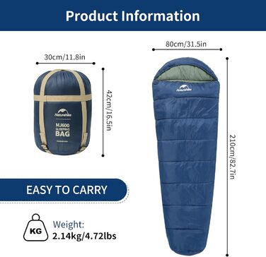 Спальний мішок Naturehike Penguin - блакитний, для дорослих, ультра-теплий, бавовняний, для кемпінгу та дому