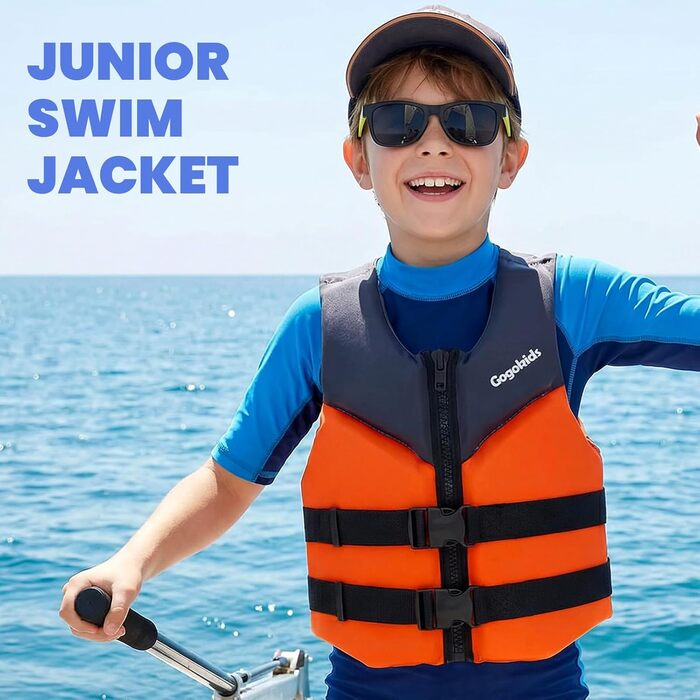 Дитячий жилет для плавання Gogokids Junior 30-50 кг, помаранчевий. Регульований, з неопрену, для каяку, SUP та басейну. 6-11 років