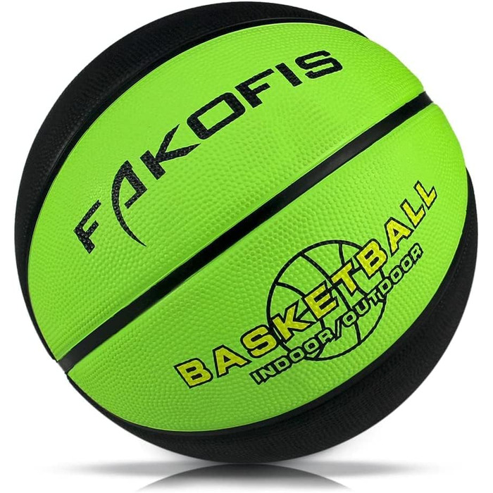 М'яч баскетбольний FAKOFIS, розмір 5/7, для вулиці та залу, тренування, підходить для дорослих та початківців (3 шт., зелений)