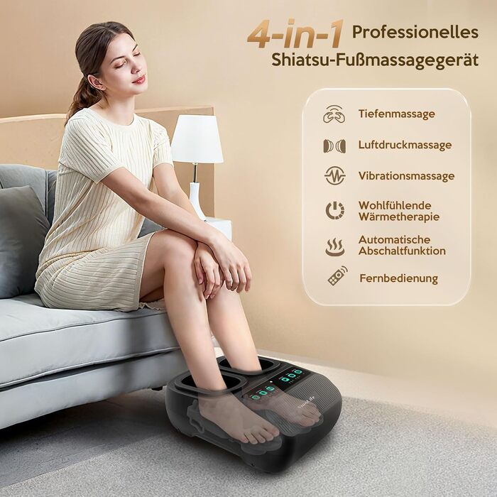 Масажер для ніг Shiatsu з підігрівом для планарної фасції та невропатії, портативний, до 43 розміру, ідеальний подарунок для батьків