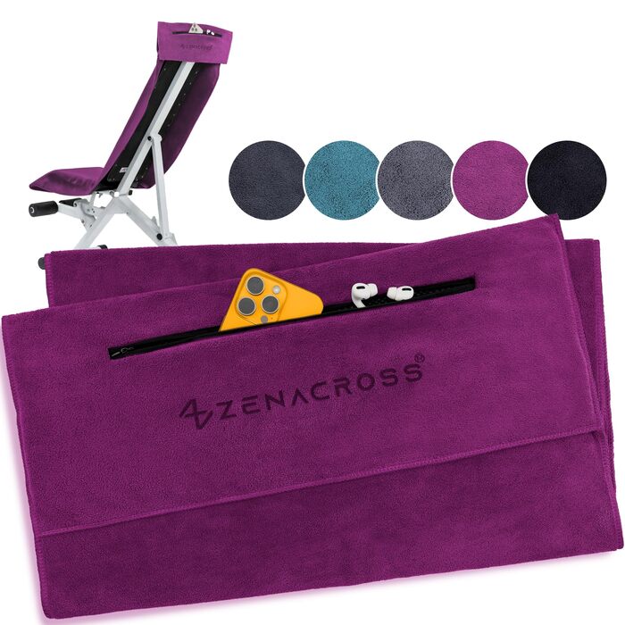 Рушник для фітнесу з мікрофібри 120x50 - швидковисихаючий, з кишенею на блискавці, м'який спортивний рушник для спортзалу та тренажерного залу (120 x 50 см, Бордовий)