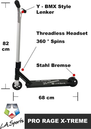 Трюковий самокат Pro Rage X-Treme Alu для дітей та підлітків, фристайл, обертання 360°, підшипники ABEC-9, 100 мм поліуретанові колеса 85A