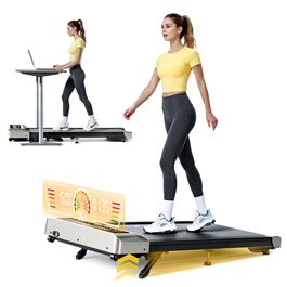 Бігова доріжка для дому Laufband з кутом нахилу 10%, 1-10 км/год, під стіл, 3.0 к.с., тихий мотор, електрична, LED-дисплей, пульт ДУ, додаток, срібляста