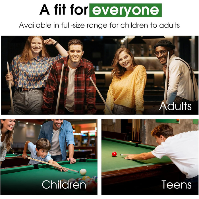 Набір для більярду: кий та аксесуари, різні розміри, для початківців, з наконечником 13 мм