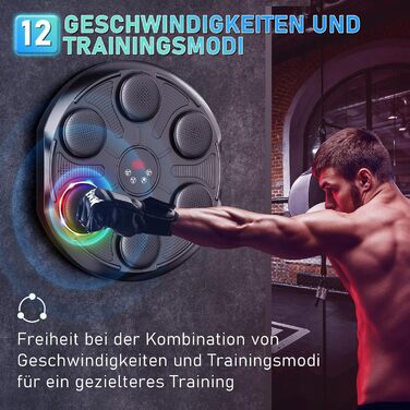 Музичний бокс-машина HSYFUNA з Bluetooth, 12 режимів швидкості, LED підсвіткою, лічильником, для тренувань вдома та у спортзалі, для дорослих і дітей, 2024, регулювання гучності