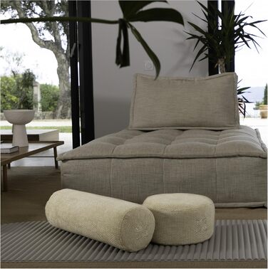 Крісло для медитації Cushy™ - кругле, 10/15 см, з льонованої тканини, з наповнювачем з пшениці. Килимок для медитації та релаксації. Зроблено в Німеччині (15 см, Smoky Biscuit)