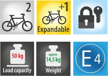 Велосипедний багажник EUFAB CROW BASIC для 2 велосипедів (E-bike), на фаркоп, частково зібраний, чорний