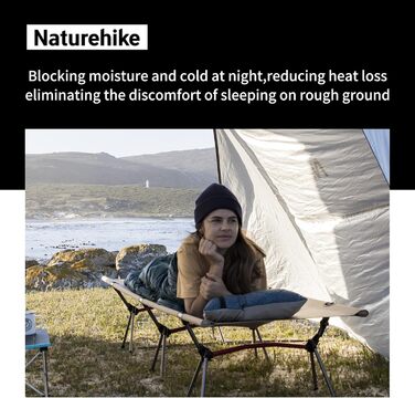Ліжко похідне Naturehike ультралегке, складане, 150 кг, регульована висота, бежеве - для кемпінгу, офісу, гостей