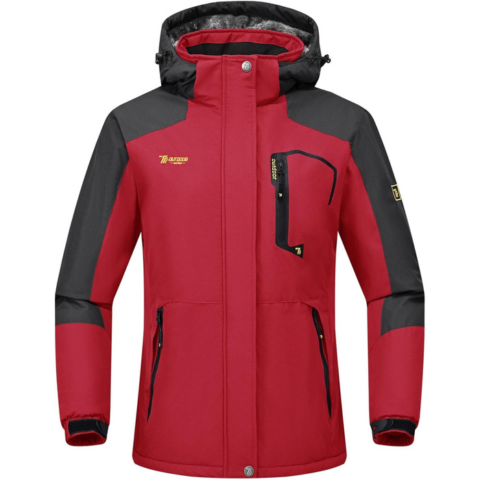 Зимова куртка Rdruko для жінок: водонепроникна, флісова, для сноуборду та гірських походів, яскраво-червона, розмір L